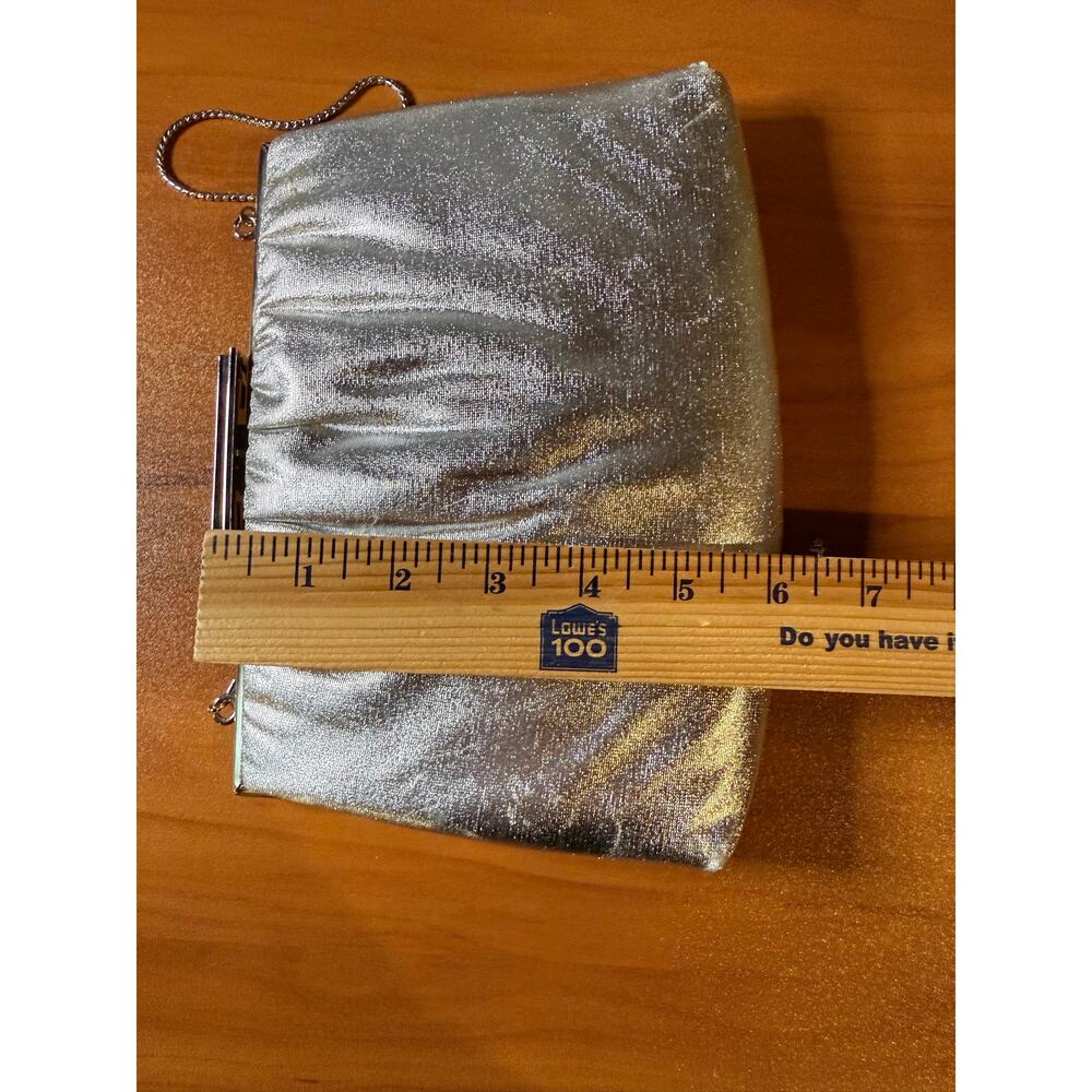 Vintage Andé Clutch Purse Women's Silver Metallic Evening Glam Chain Strap - Picture 8 of 8